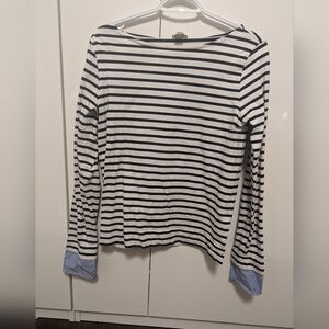 J Crew Cotton Long Sleeved Stripe Tee